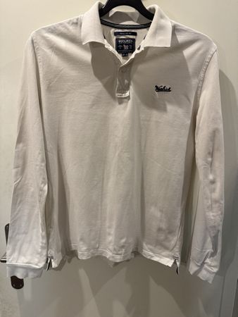 Polo à manches longues Woolrich blanc, taille S, homme