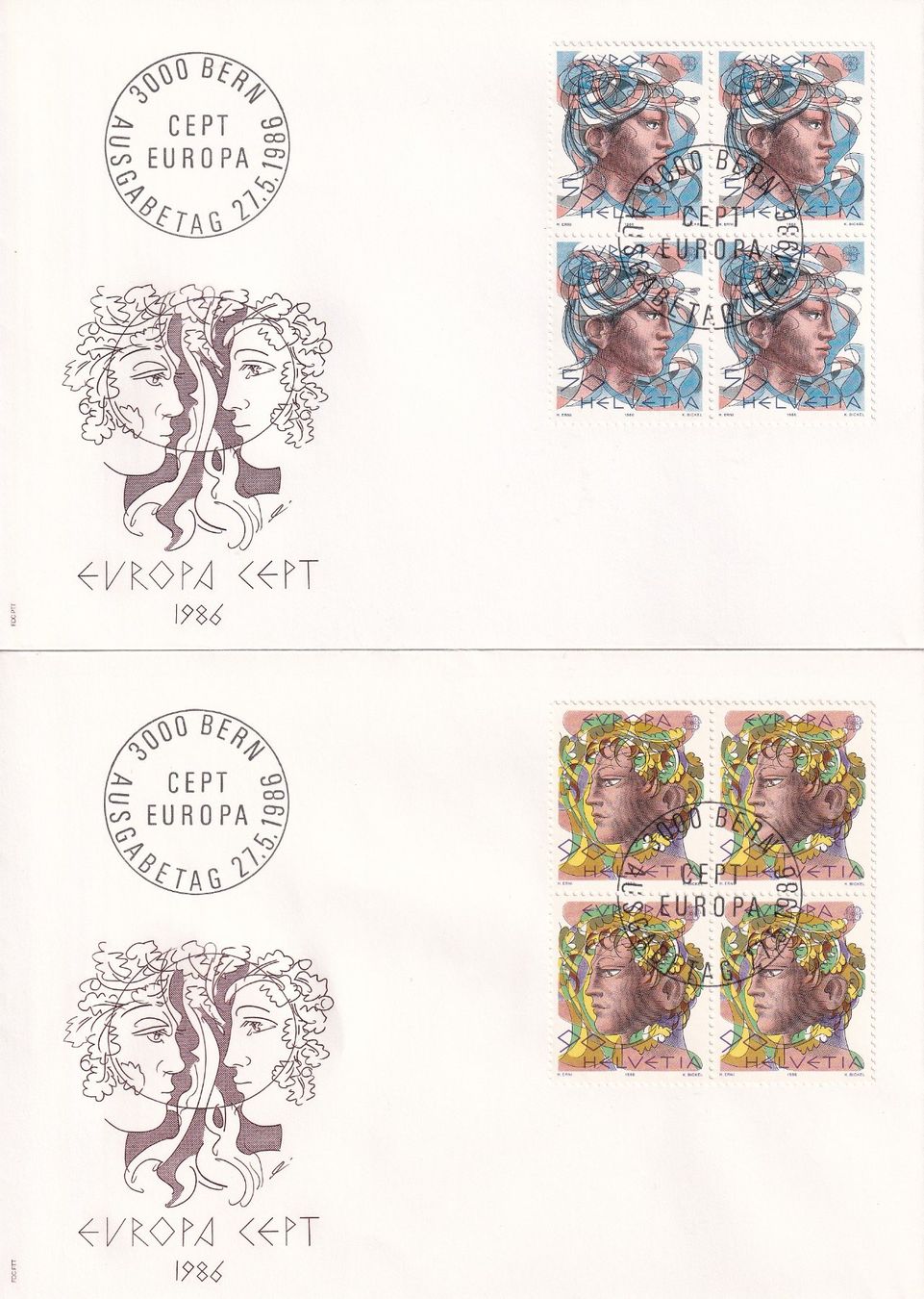 Tutti i francobolli: Lot 8 Briefe FDC 4er Block  1986 – Usato da Rossa venduto da becky05 3