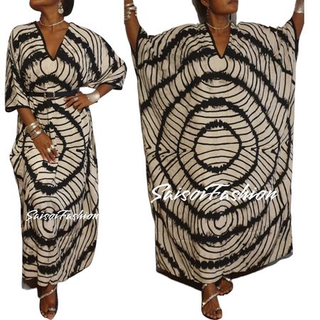 SommerBlack Batik Handmade elegantes Kaftan Maxikleid S-XXXL
