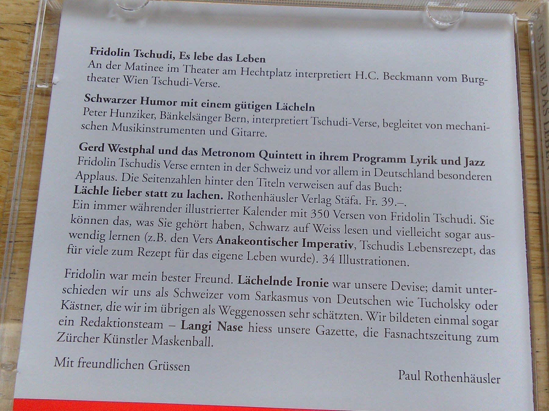 Audiolibri: Es lebe das Leben    (Fridolin Tschudi) – Usato da St. Gallen venduto da elkapone 2