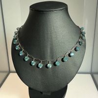 SALE! Antik 9ct Gold natürlicher blauer Zirkon Collier