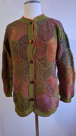 Strickjacke bunt geometrisch Muster Grösse M 
