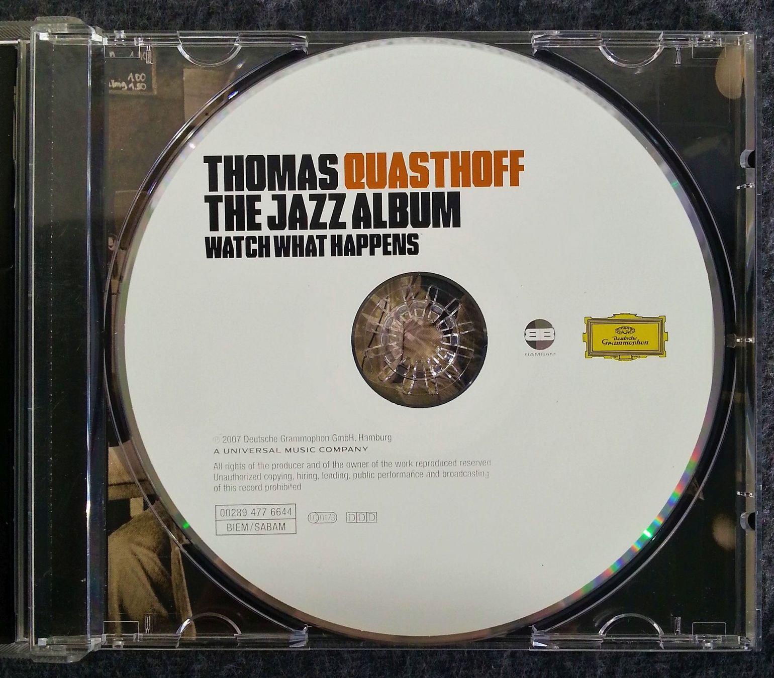 CD: CD THOMAS QUASTHOFF - WATCH WHAT HAPPENS, Jazz 2007 – Usato da Oberriet SG venduto da Atir47 2