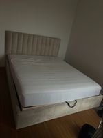 Bettgestell mit Bettkasten beige 160 ohne Matratze