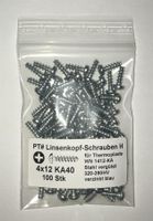 100x PT Schrauben für Kunststoffe 4x12 Kunststoffschrauben