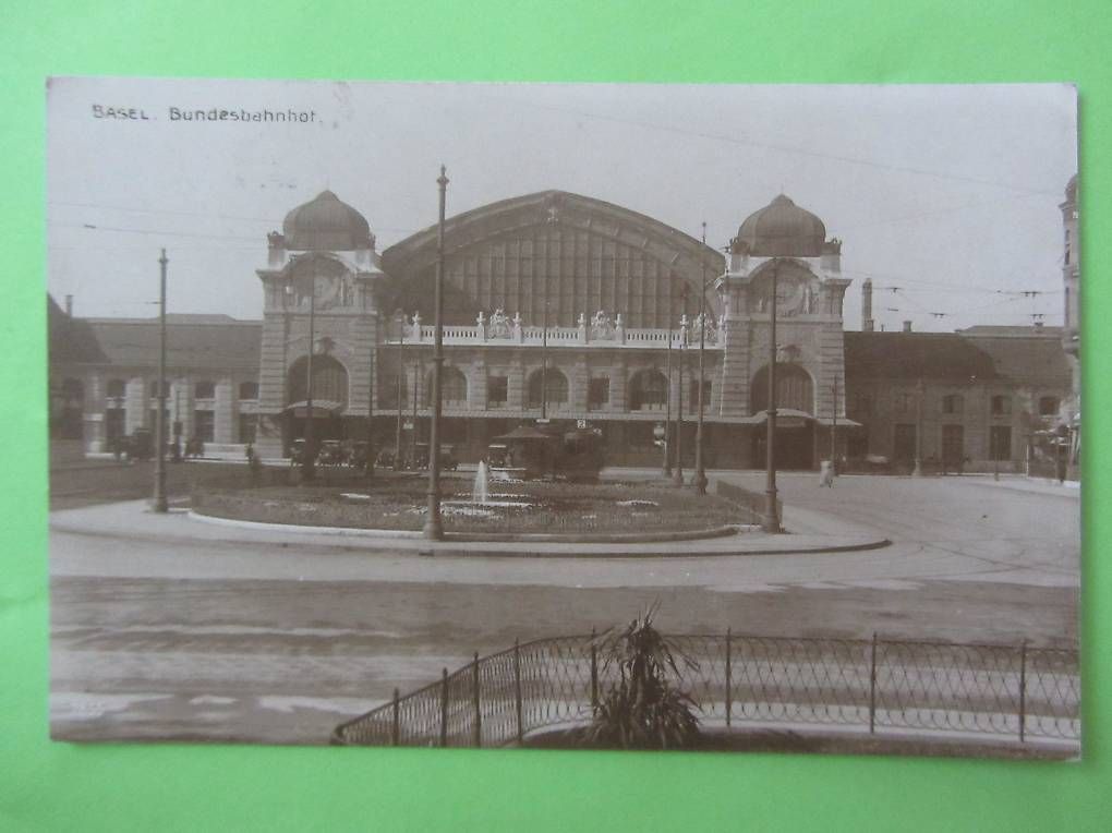 Ansichtskarten: Ansichtskarte Basel, Bundesbahnhof um 1940 – Gebraucht aus Malters von Hausi88