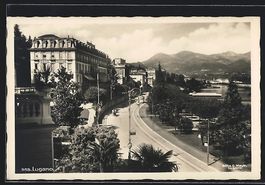 Lugano, Hotel Splendide mit Strassenbahn