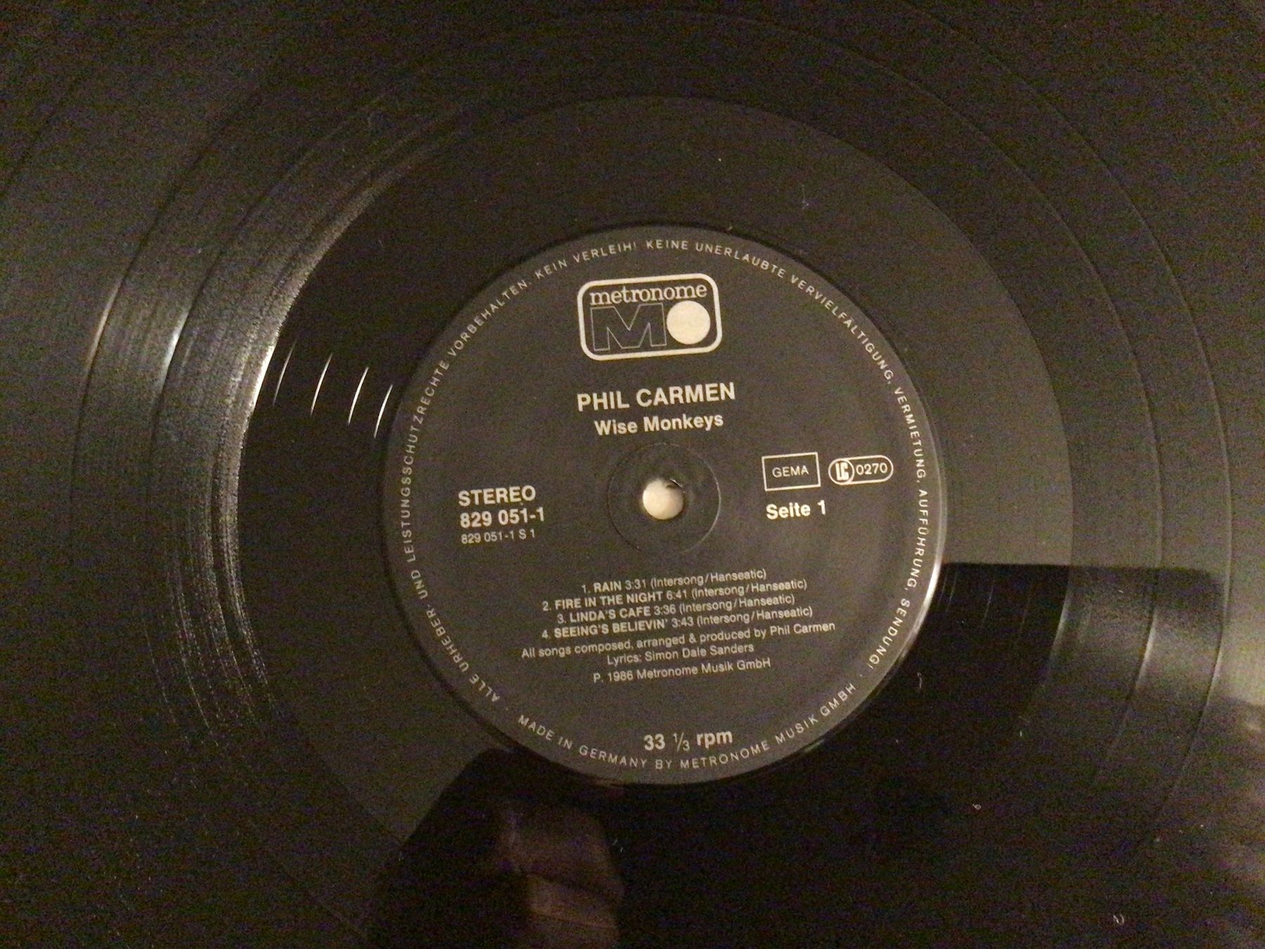 Dischi in vinile: PHIL CARMEN, Wise Monkeys. Lp, 1986 – Usato da Steinach venduto da Quarkie 2