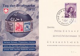 Tag der Briefmarke 1938 Basel-Lausanne-Lugano 4.12.1938