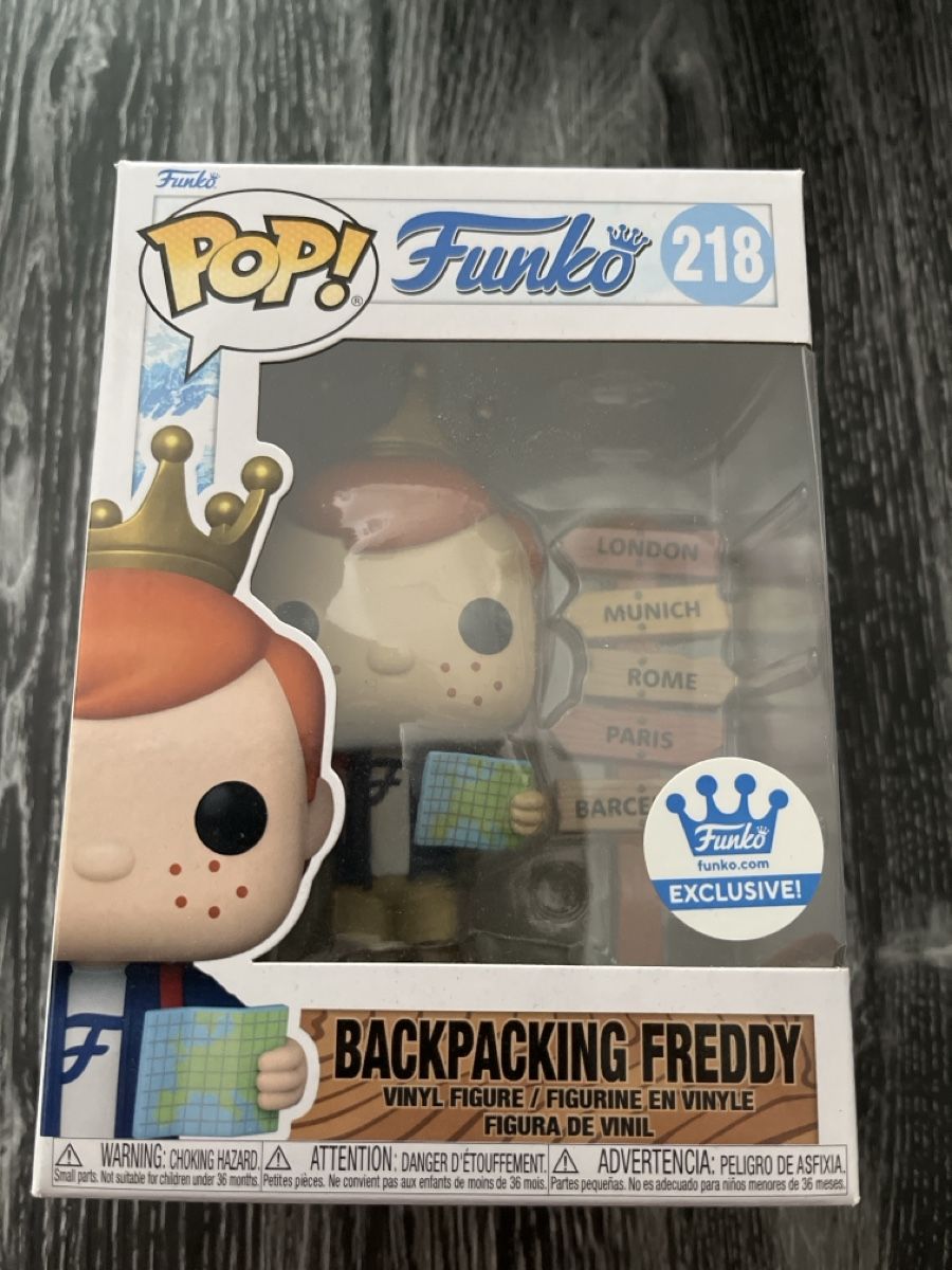 Funko Statuette: Funko Pop 218 Backpacking Freddy figurine vinyle – Nuovo e nell'imballaggio originale da Yverdon-les-Bains venduto da vin_95zk