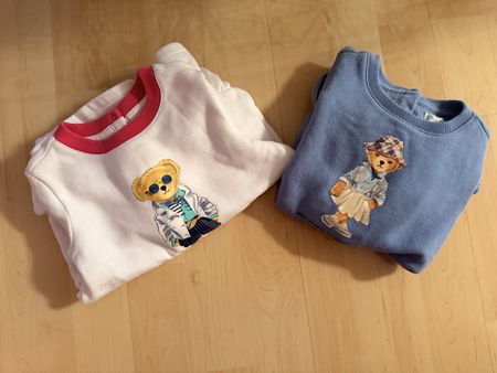 2 Ralph Lauren Polo Bear Pullover Set blau weiss in Gr. 86