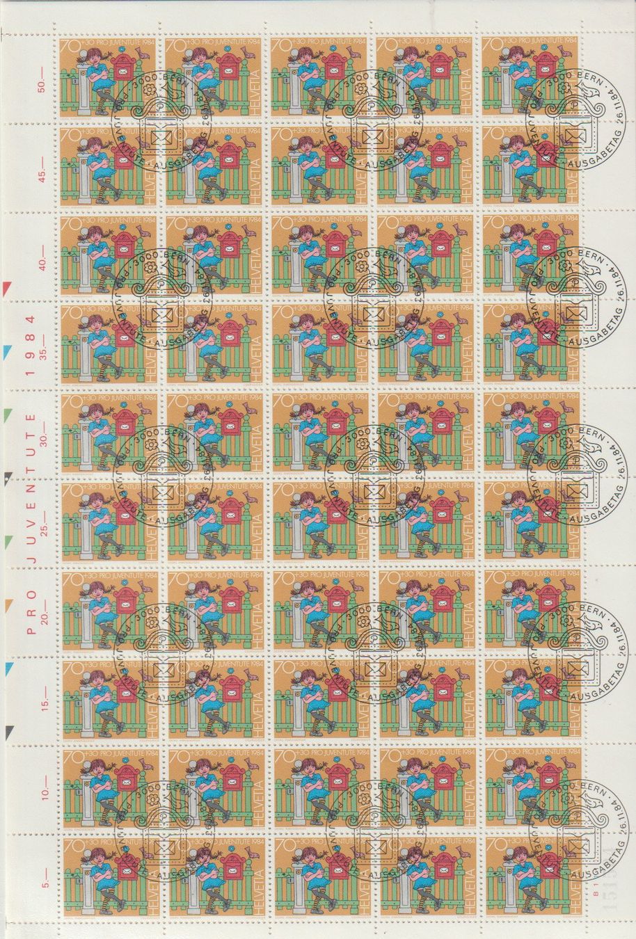 Alle Briefmarken: Timbre Pro Juventute 1984 bloc complet 3 feuilles – Gebraucht aus Crans-Montana von kira56 1