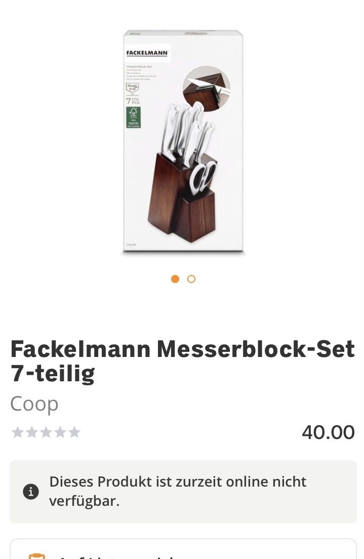 Coltelli: Fackelmann Messerblock-Set 7-teilig – Usato da St. Gallen venduto da Zorro87 5