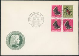 1953 - Pro Juventute - Zusammenhängende - Viererblock FDC ET