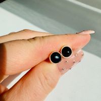 Ohrstecker rund Cabochon 8mm 925 Silber roségold Onyx