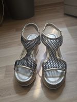 Keilabsatz Sandalen Gold schwarz Grösse 38 neu
