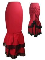 Viktorianischer Rock rot schwarz mit Spitze gerafft Gothic