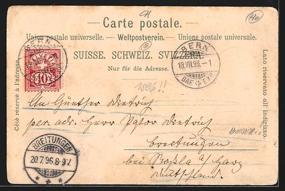 Ansichtskarten: Litho Bern, Teilansicht, Bärengraben, B – Gebraucht aus Berlin von bartko-reher 1
