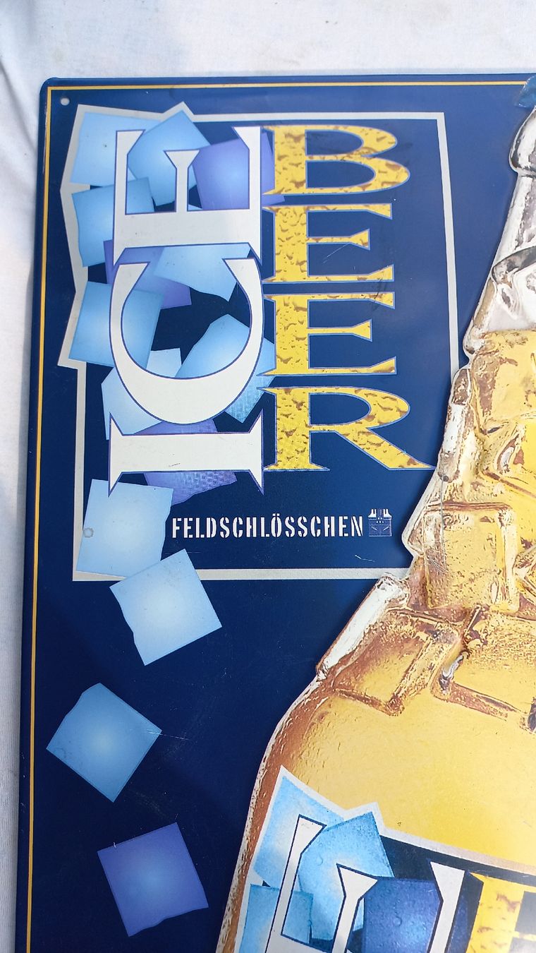 Feldschlösschen Ecriteaux:  Werbe Blech Schild , Feldschlösschen  , ICE BEER  ,  – D'occasion à Welschenrohr par Oldie551 1