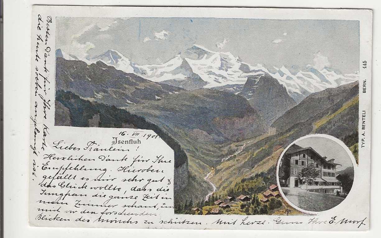 Cartoline postali: Isenfluh,  Litho, 1901 – Usato da Spiez venduto da Niesen20