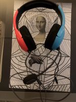 Kopfhörer Over-Ear rot blau mit Mikrofon Nintendo Switch 