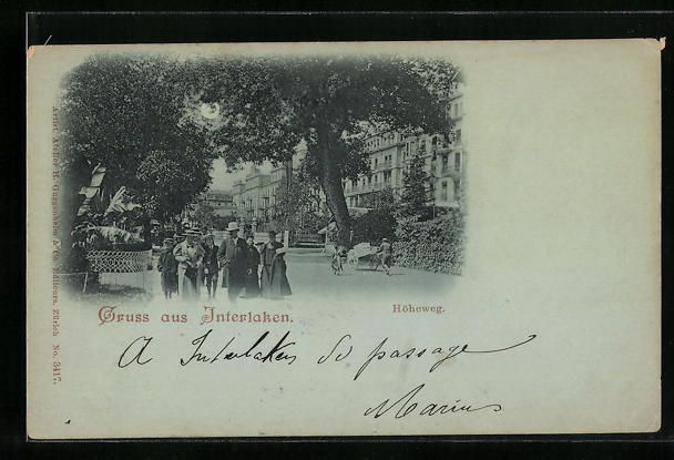 Cartoline postali: Mondschein-AK Interlaken, Höheweg mit S – Usato da Berlin venduto da bartko-reher