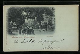 Mondschein-AK Interlaken, Höheweg mit S