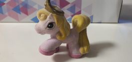 Spielfigur Pony beflockt mit Krone rosa gelb gebraucht