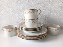 U.C UNION CERAMIQUE 4 x tasses, soucoupes, assiettes dessert