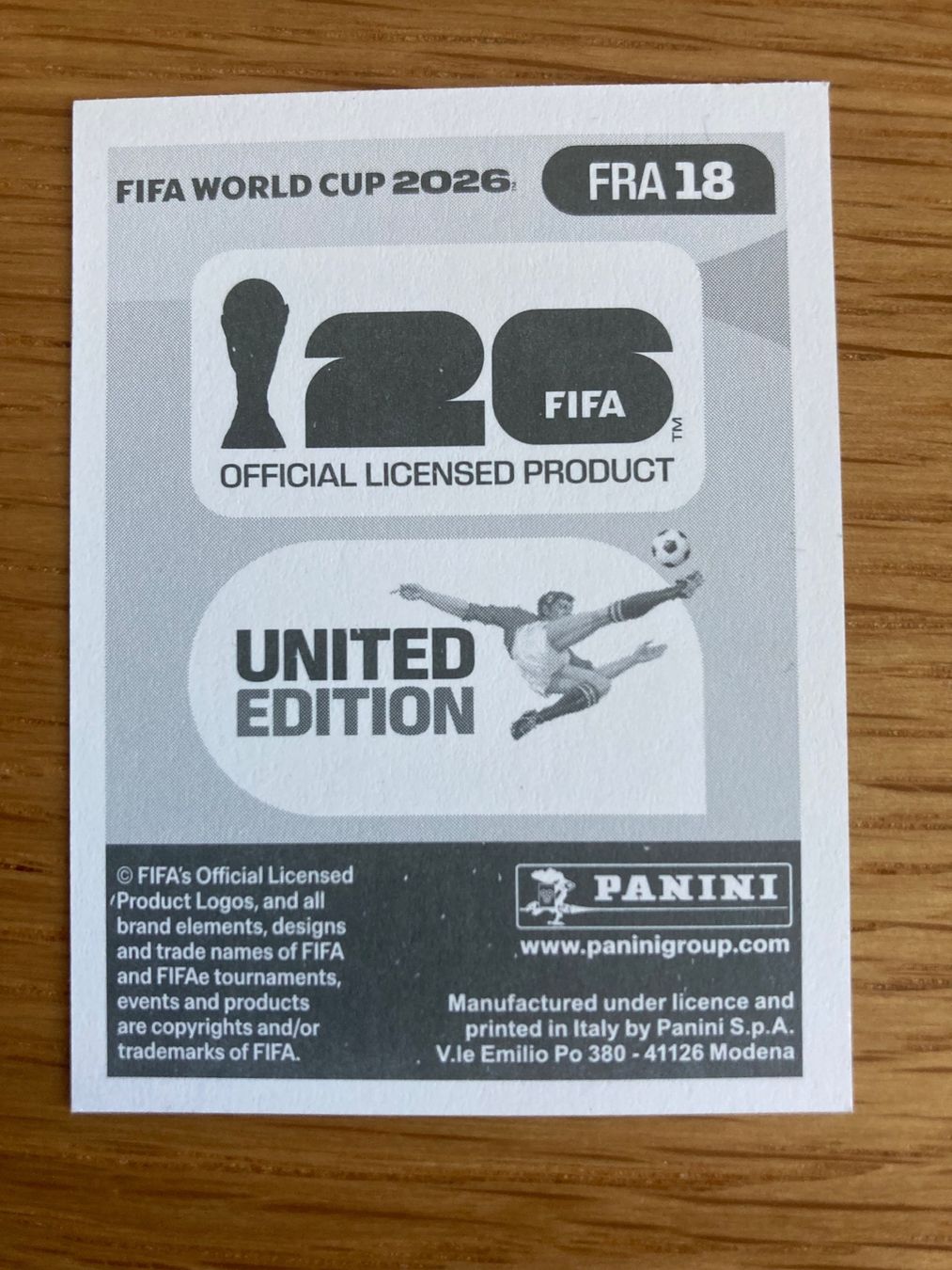 Panini Cartes à collectionner: WM Sticker FRA 18 – Neuf (Voir description) à Winterthur par Whitefish 1