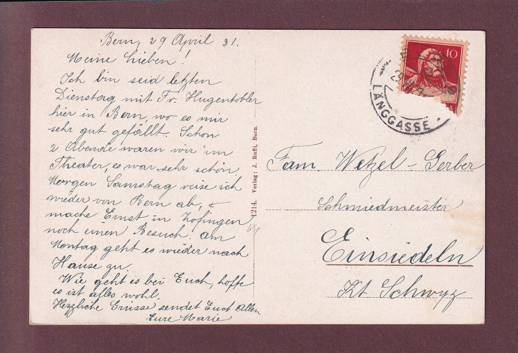 Cartoline postali: BERN - Bärengraben - 1921 – Usato da Pully venduto da nicecards 1