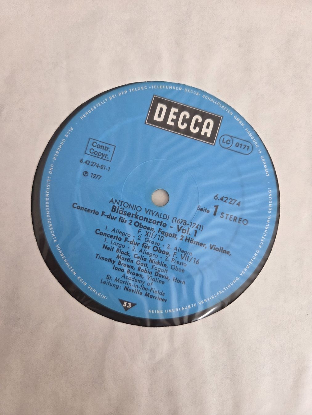 Dischi in vinile: Antonio Vivaldi - Bläserkonzerte Vol. 1, LP – Usato da Jegenstorf venduto da AloeVera19 2