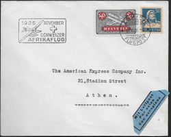 1926 Afrikaflug ZÜRICH - ATHEN MISCH-Frankatur sauber ab 1.-
