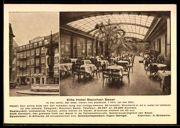 Cartoline postali: Basel, Elite Hotel Storchen, Restaurant  – Usato da Berlin venduto da bartko-reher
