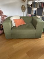 Armchair corduroy green with storage space good condition