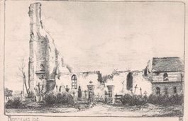 WK I - Fromelles Zerschossene Kirche, Skizze K. Freytag 1915