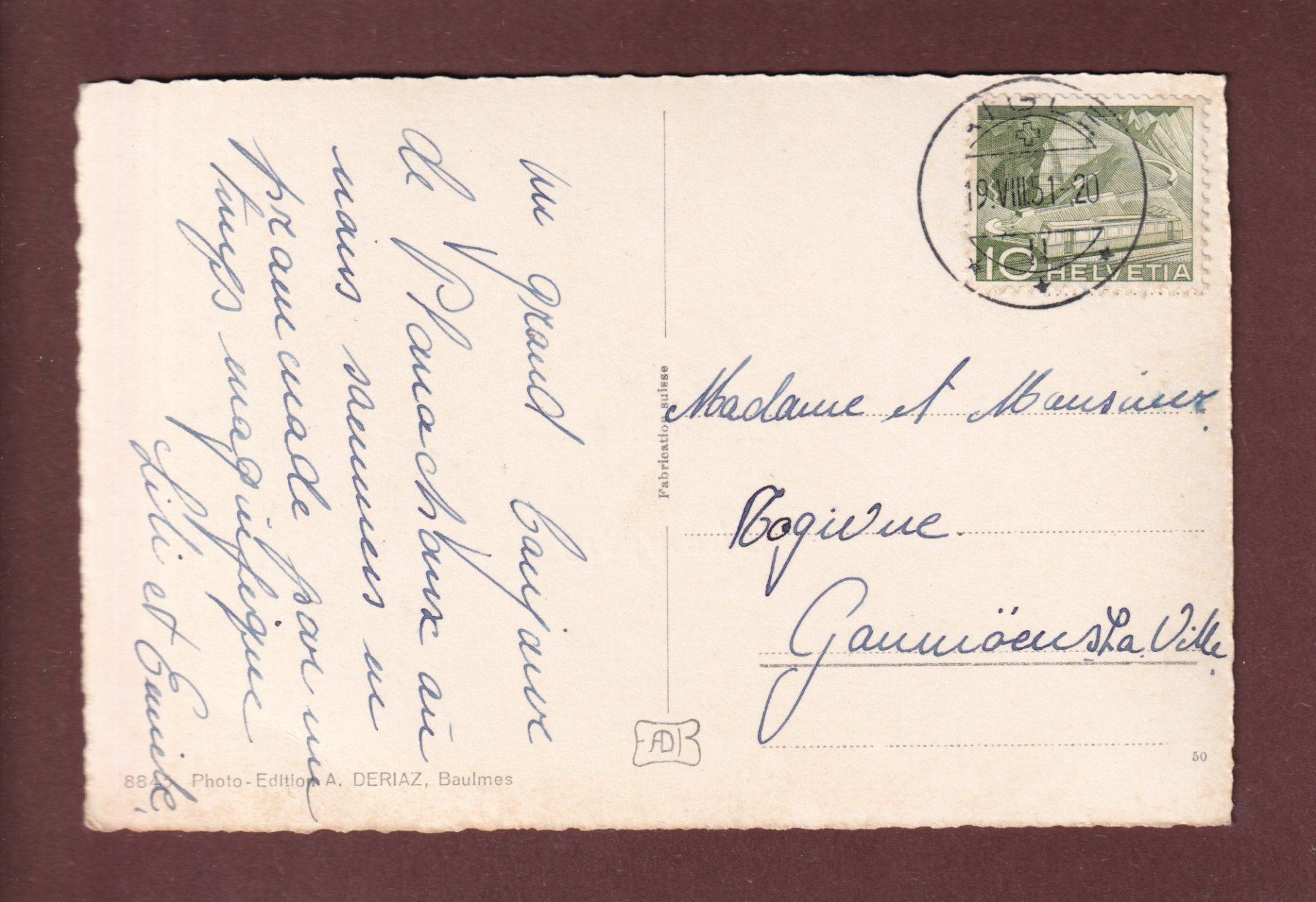 Ansichtskarten: CHAMPERY - 8 images - 1951 – Gebraucht aus Pully von nicecards-shop 1