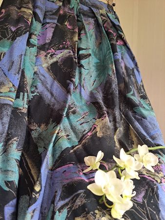 Vintage 80s Jupe Rock Midi L 44 / 46 Bundfaltenrock