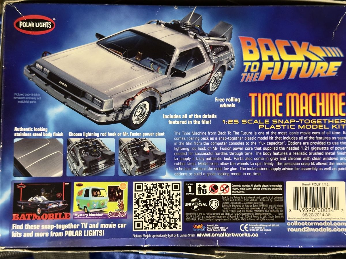 Back to the Future Time Machine Plastic Model Kit 1:25 Paint (Gebraucht ...