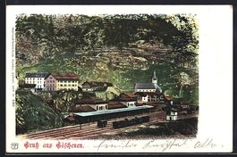 Göschenen, Panorama mit Bahnhof im Vord