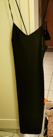 Elegante abito nero con spalline sottili, taglia S