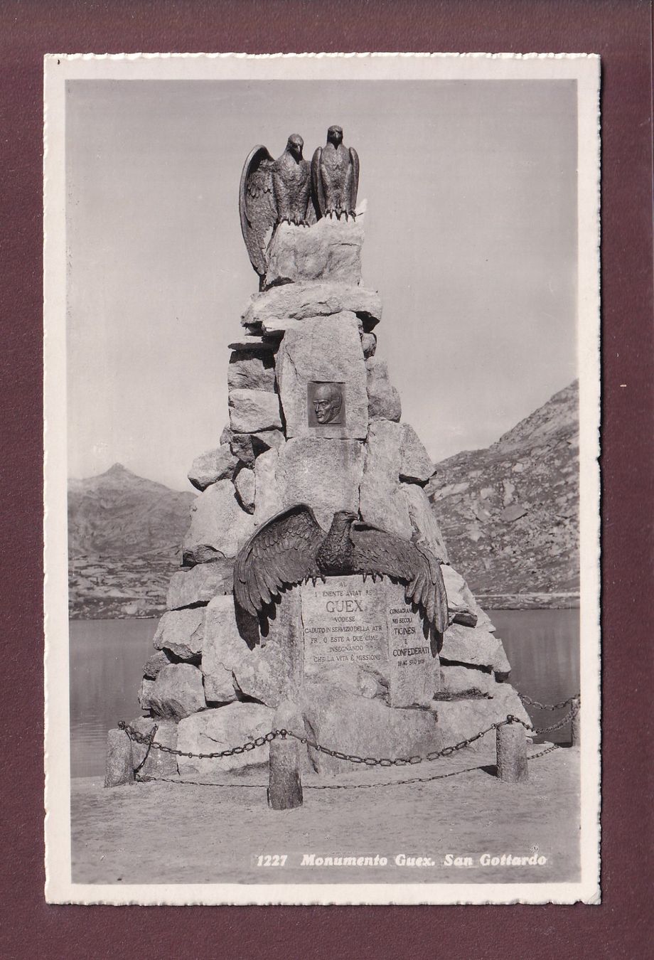 Cartoline postali: SAN GOTTARDO - Monumento Guex - 1947 – Usato da Pully venduto da nicecards