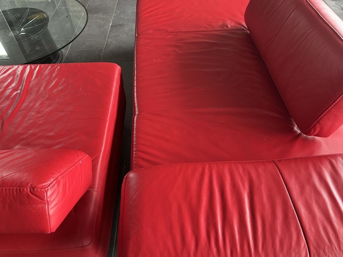 Divani: Rotes Echtleder-Sofa – Usato da Wolfwil venduto da Poulet60 5
