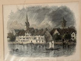 Alte Grafik/ Druck von Schaffhausen am Rhein, um 1878, Top!