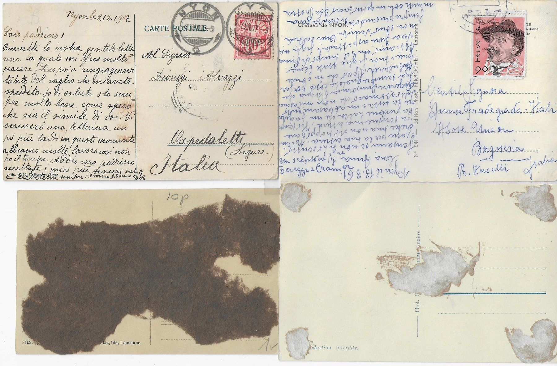 Cartoline postali: 4 AK - Nyon – Usato da Ettingen venduto da Kartenplanet 1