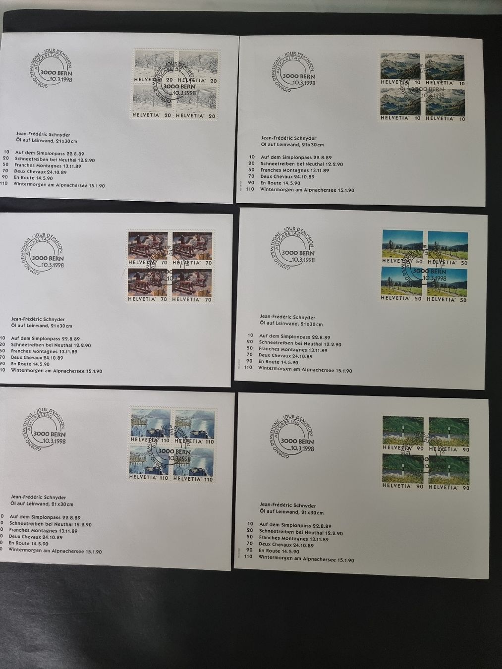 Tous les timbres: Ersttagsbriefe Freimarken.<Bilder der Schweiz 1998 – Neuf (Voir description) à Obergösgen par hachma 2