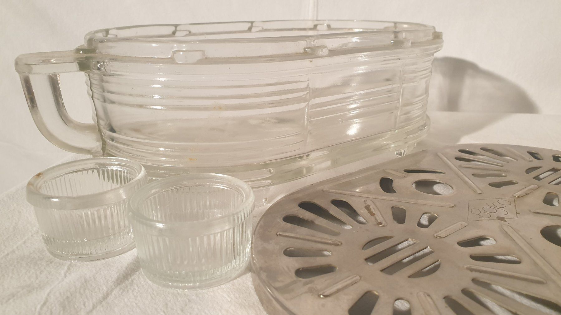 Piatti di portata: Kerzen-Rechaud Glas Art-Deo Design – Usato da Zürich venduto da Bobesfee 4