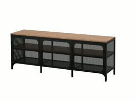 FJÄLLBO TV-Bank Möbel, schwarz, mit Gittertüren, 150x36x54