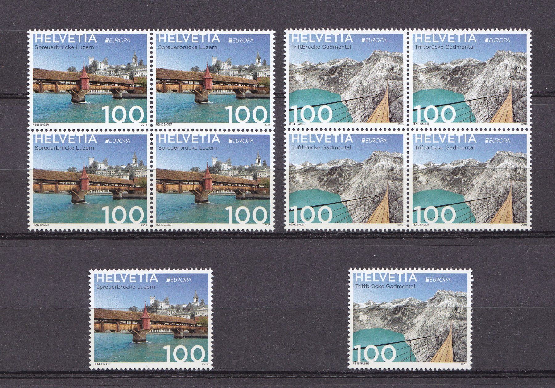 Tous les timbres: 2018  Viererblocksatz + Einzelsatz   ** Postfrisch   10x1Fr. – Neuf (Voir description) à Adliswil par Aenti