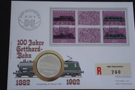 Silber Numis-Brief 100 Jahre Gotthardbahn